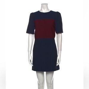 Jill Stuart Blue and Red Colorblock Pattern Waffle Shift Mini Dress Sz 8